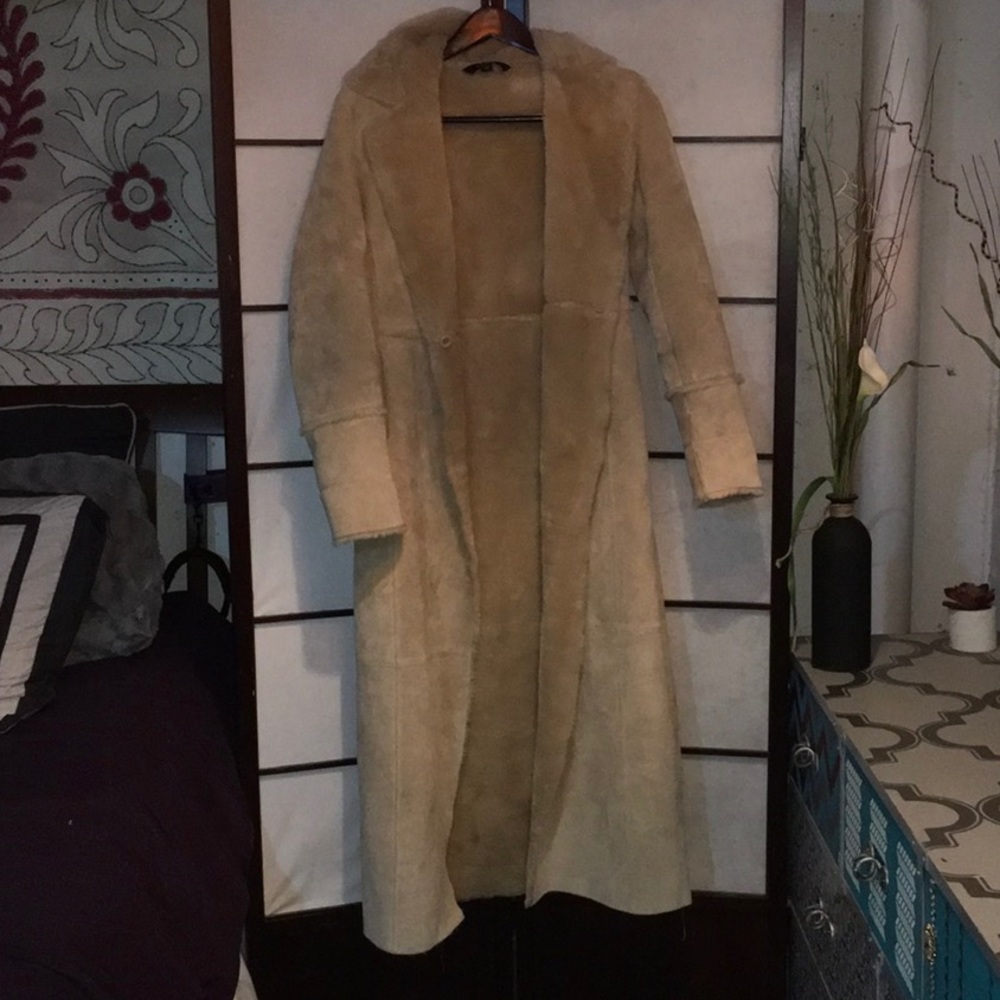 Full Length, Tan, Leather,  Express Jacket